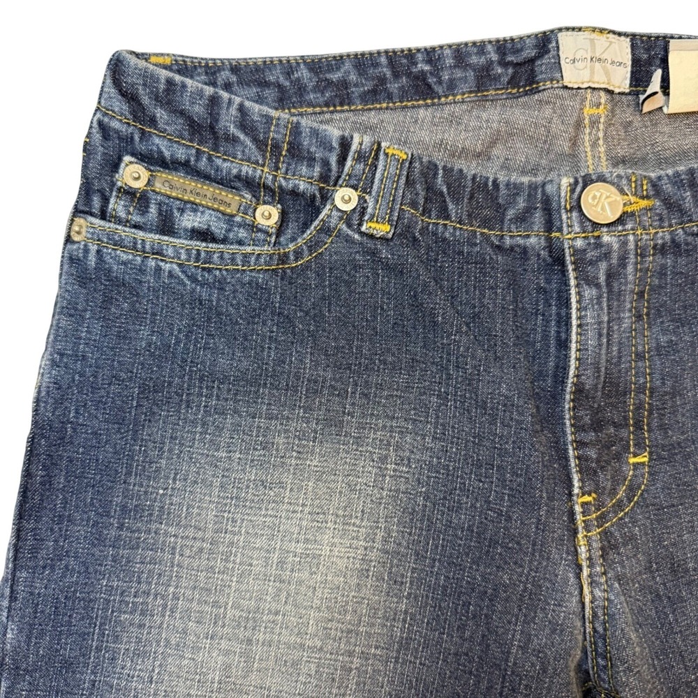 Calvin Klein Low Rise Flare Jeans Y2K Womens 7 Dark Wash Bootcut 32x33 NWT - Picture 4 of 14